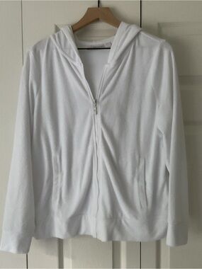 Kim Gravel Terry Cloth Classic White Zip-Up Hoodie